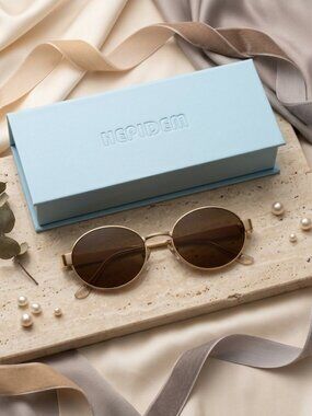 Vintage Metal Oval Sunglasses with Brown Lenses